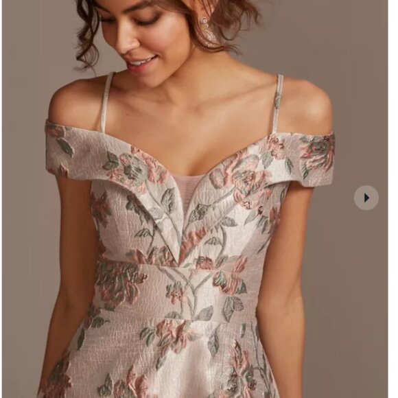 New NIGHTWAY NY Off The Shoulder Brocade 21937 Rose Ball Prom Gown Slit Formal 4 - Picture 2 of 13